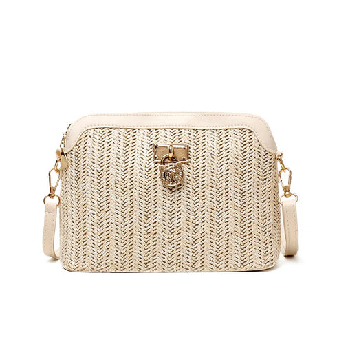 Beach women's travel bag and handbag shoulder bag leisure chain grass bucket bag women's summer crossbody bag